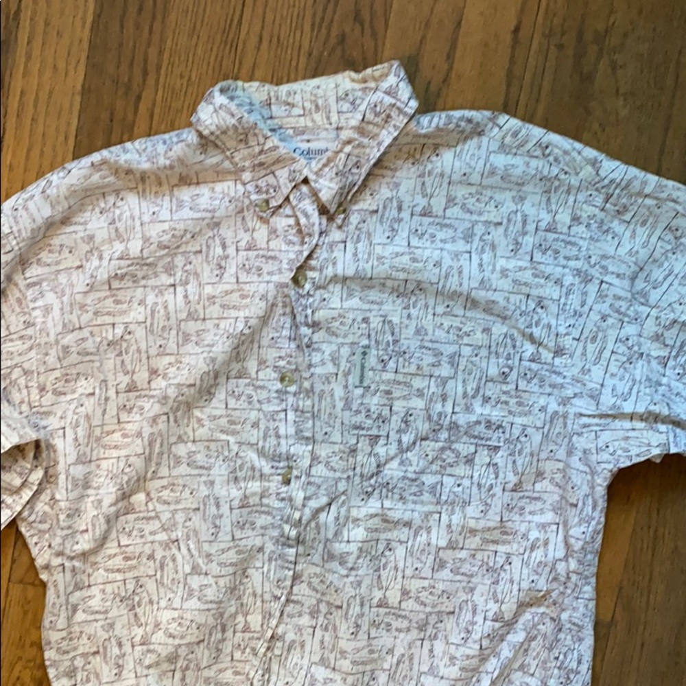 Columbia Fish Graphic Short Sleeve Button Down